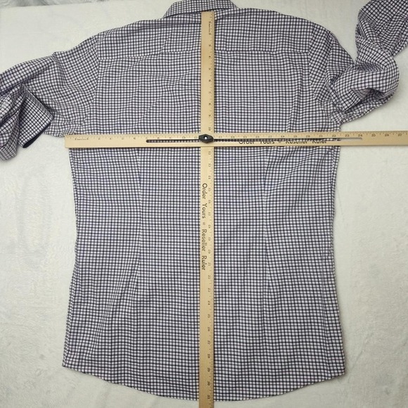 Eton Shirt Mens 16 41 Purple Blue Check Contemporary Dress Long Sleeve Cotton - Picture 8 of 12